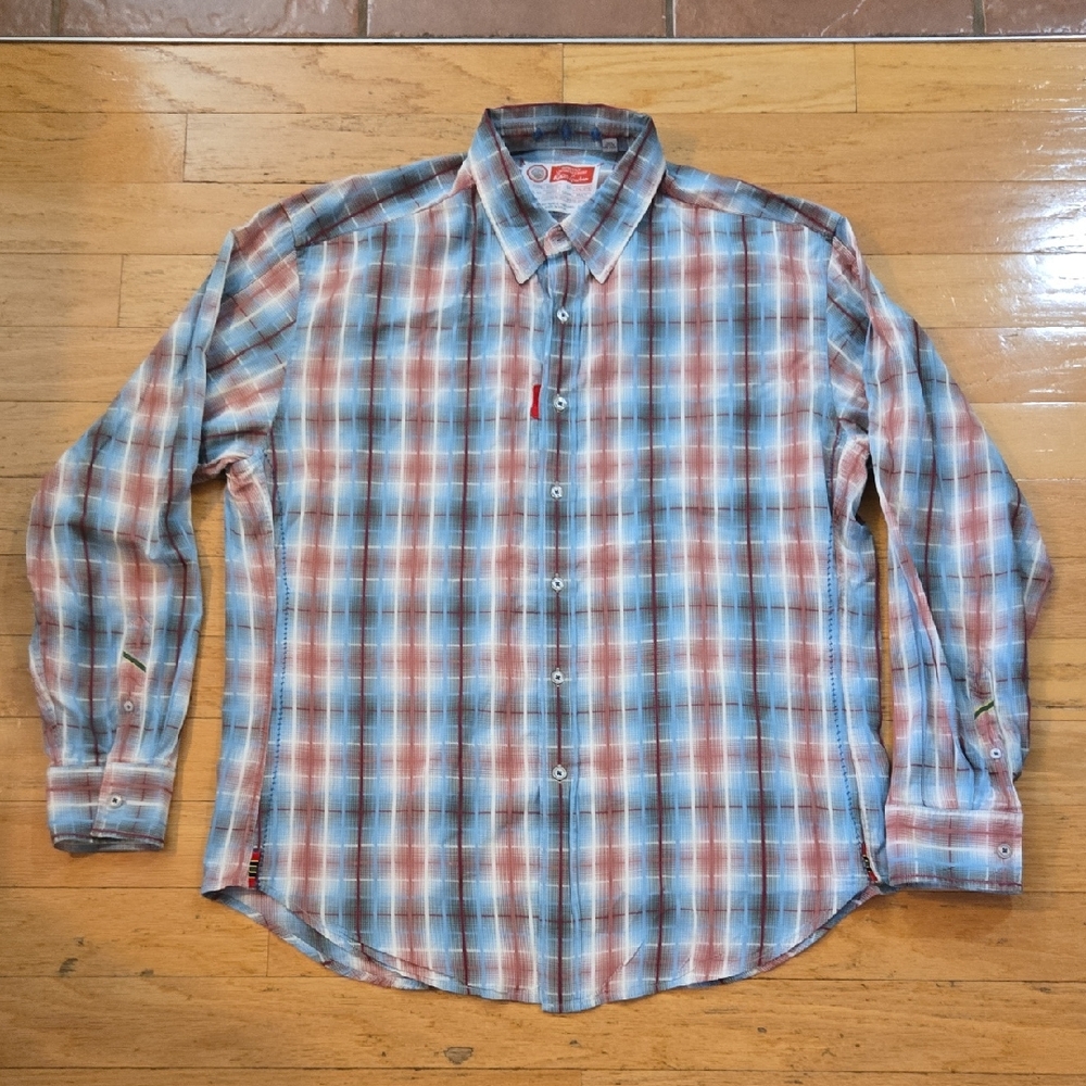 Robert Graham Shirt Mens 2XL Red, Blue, And White Freshly Laundrered Button-up